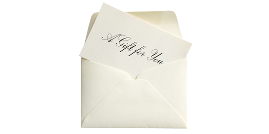 an envelope that says a gift for you