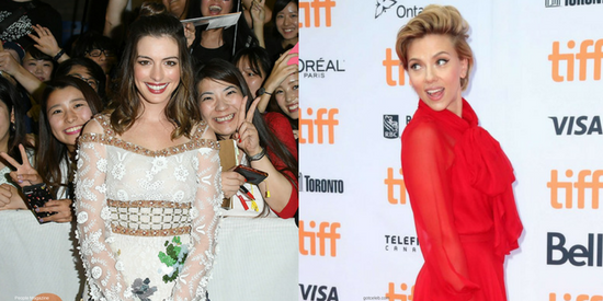 Anne Hathaway and Scarlett Johansson at the Toronto International Film Festival.
